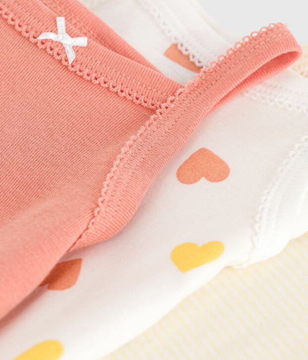 Set da 3 body con spalline in cotone a cuori neonato multicolore