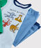 Pigiama animali yoga bambino a costine blu ALASKA/bianco MULTICO