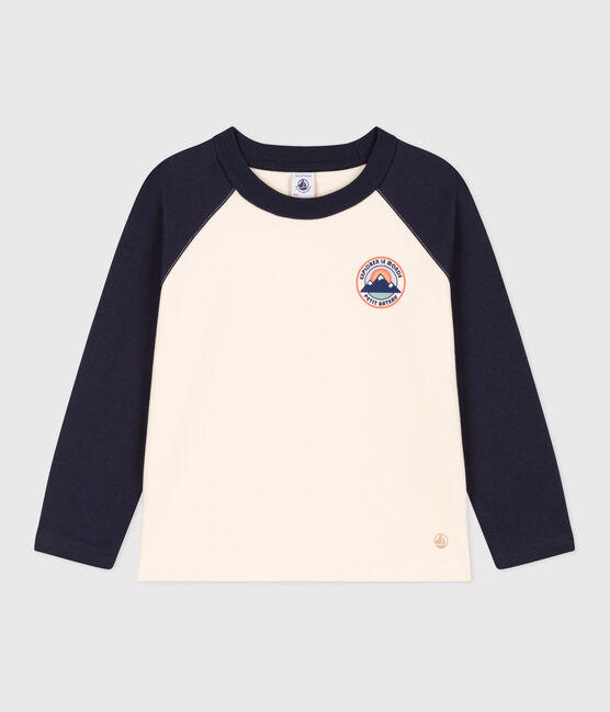 T-shirt a maniche lunghe in cotone bambino  bianco AVALANCHE/blu SMOKING