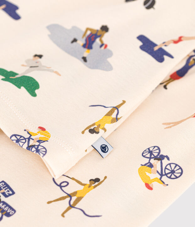 Pigiama in cotone con stampa multi sport bambino ecru/multicolore