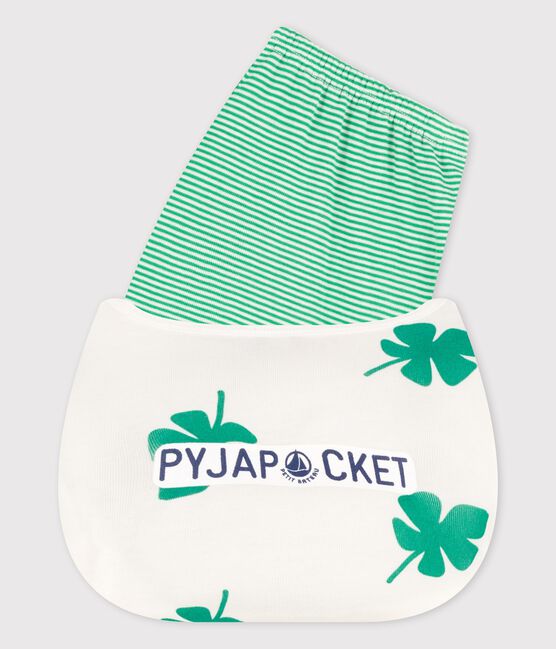 Pigiama corto con motivo palme bambino in cotone biologico bianco MARSHMALLOW/verde GAZON
