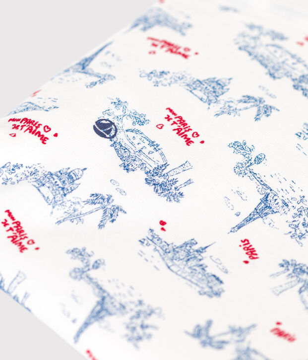 Pochette in cotone con motivi Parigi neonato bianco/multicolore