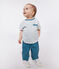 T-shirt a maniche corte in cotone a righe neonato verde MARSHMALLOW/ DRAGONFLY