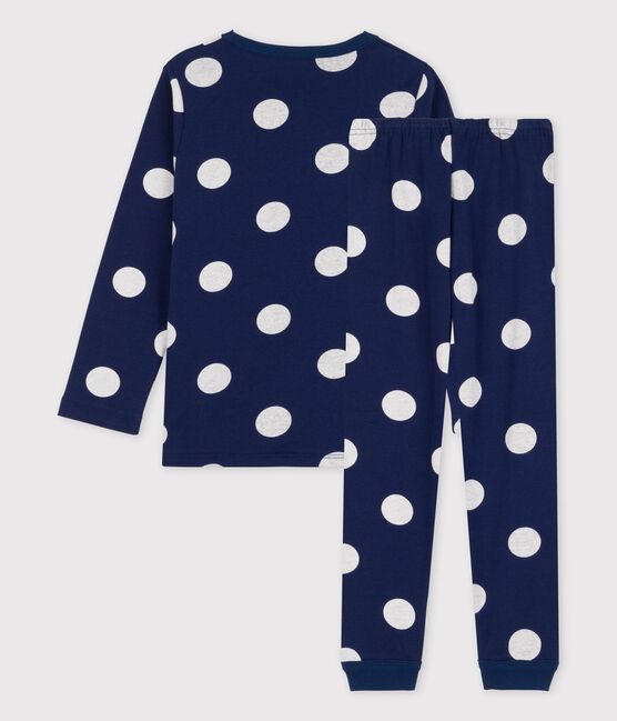 Pigiama a pois bambina/bambino in cotone biologico blu MEDIEVAL/bianco MARSHMALLOW