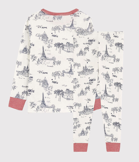 Pigiama tela di Jouy Parigi bambino in cotone bianco MARSHMALLOW/blu MEDIEVAL
