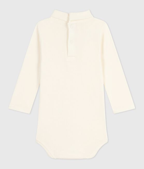 Body a dolcevita in cotone tinta unita neonato ecru MILK