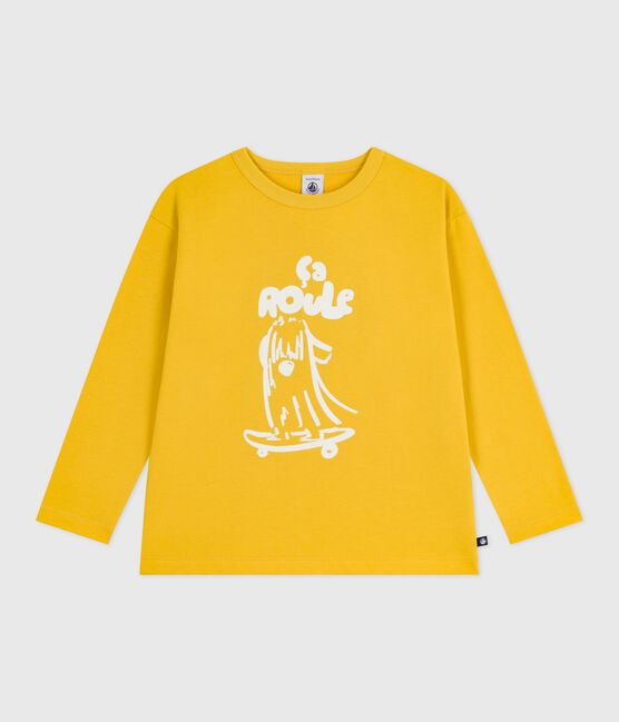 T-shirt a maniche lunghe in cotone con stampa bambino giallo NAPLES