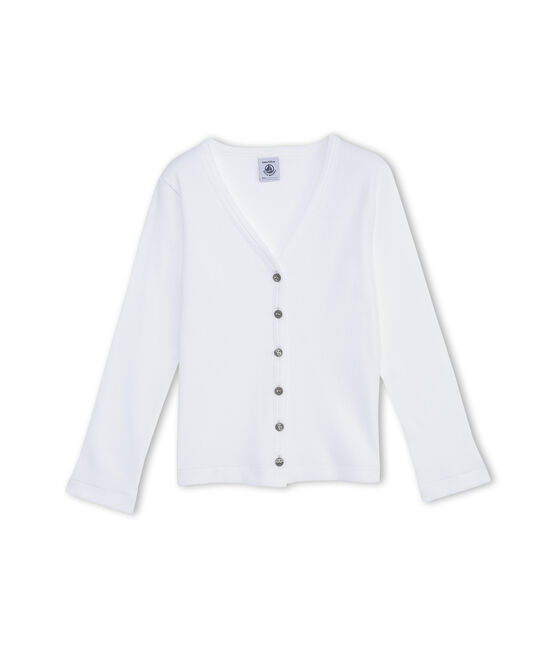 Cardigan bambina tinta unita bianco ECUME