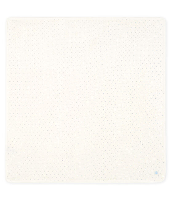 Copertina nascita bebè a costine bianco MARSHMALLOW/blu ACIER