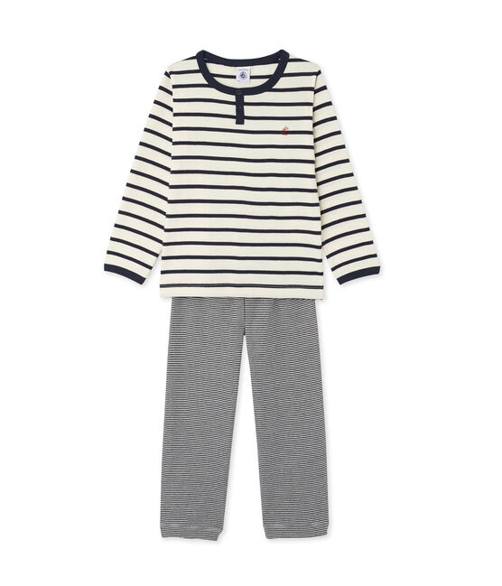 Pigiama per bambino 3 pezzi beige COQUILLE/blu SMOKING
