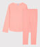 Pigiama bambina millerighe in cotone rosa PEACHY/bianco MARSHMALLOW
