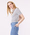 T-shirt L'Iconique scollo a V in cotone a righe donna bianco MARSHMALLOW/blu SMOKING