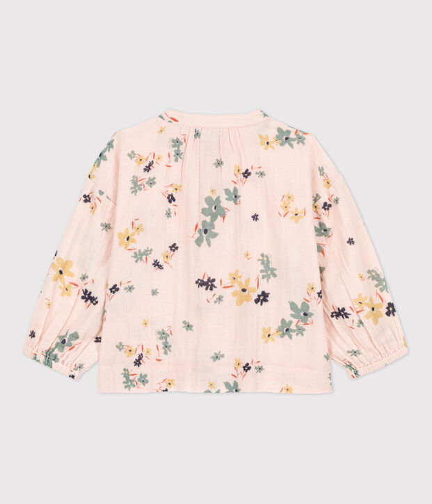 Blusa stampata in garza di cotone bambina rosa/multicolore