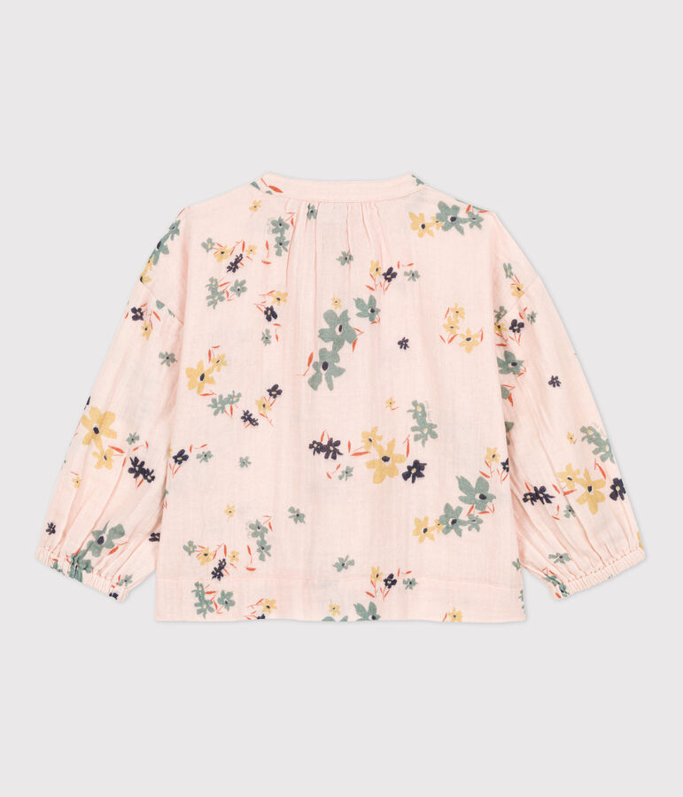 Blusa stampata in garza di cotone bambina rosa/multicolore
