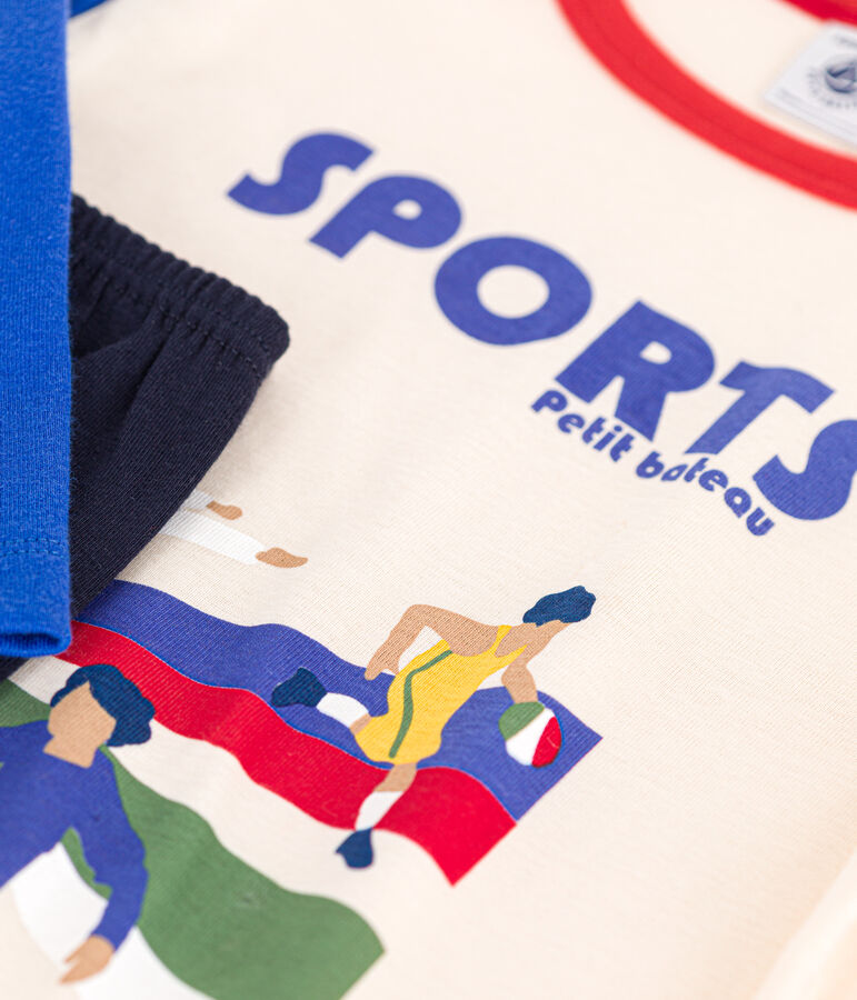 Pigiama in cotone a tinta unita multi sport bambino blu SMOKING/bianco MULTICO