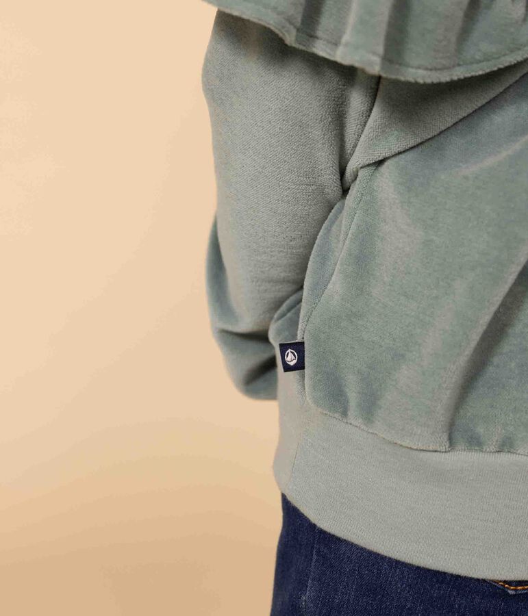 Felpa in spugna bouclette tinta unita bambina verde