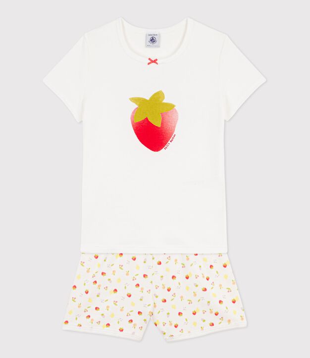 Pigiama corto in cotone con stampa di frutti bambino bianco/multicolore