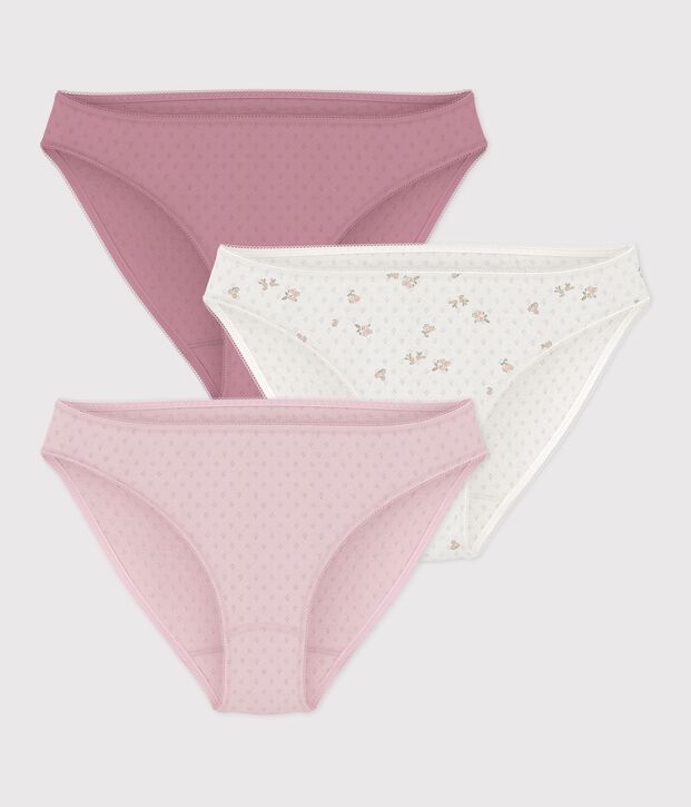 Set di slip in cotone traforato a fiori donna multicolore