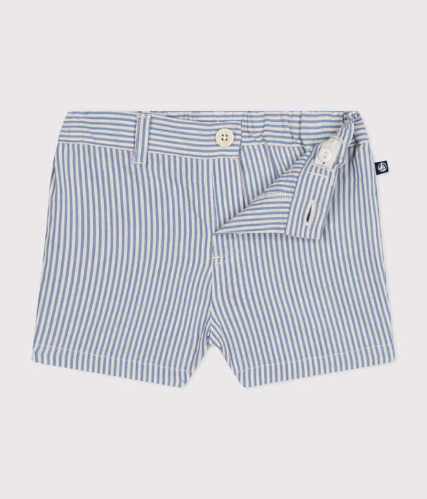 Shorts beb&egrave; in seersucker blu/bianco