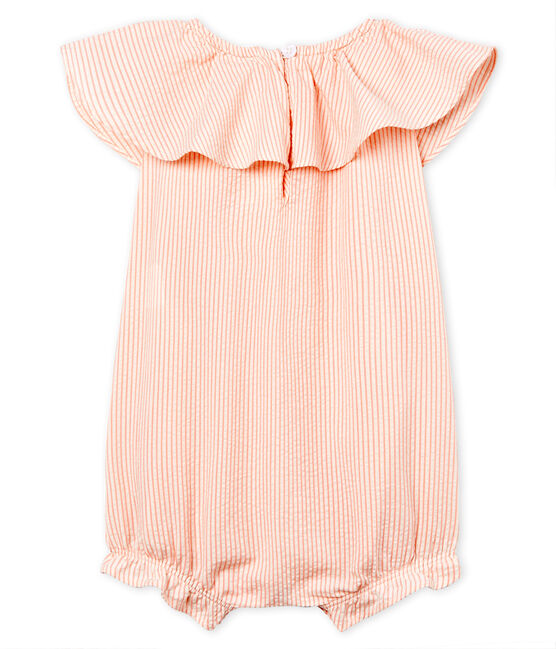 Tutina corta bambina a righe bianco MARSHMALLOW/rosa ROSAKO