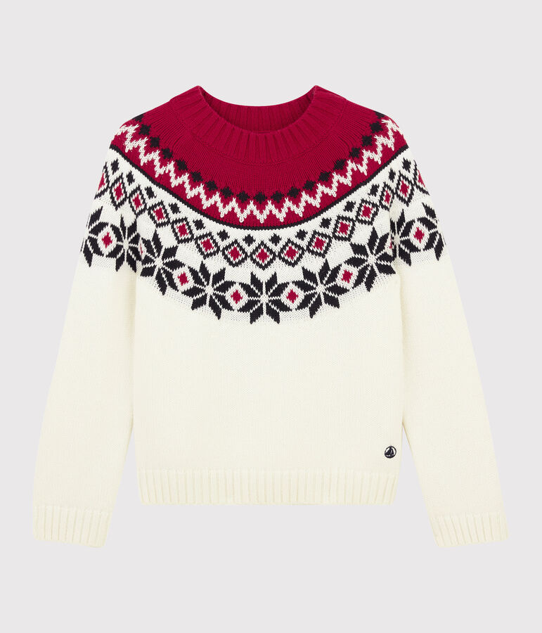 Pullover in lana e cotone bambino bianco/multicolore