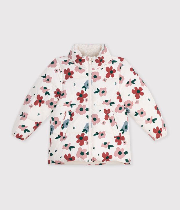 Piumino bambino a fiori ecru/multicolore