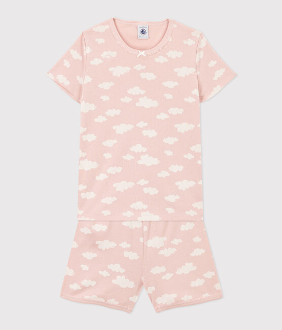 Pigiama corto nuvole bambina in cotone  SALINE/ MARSHMALLOW