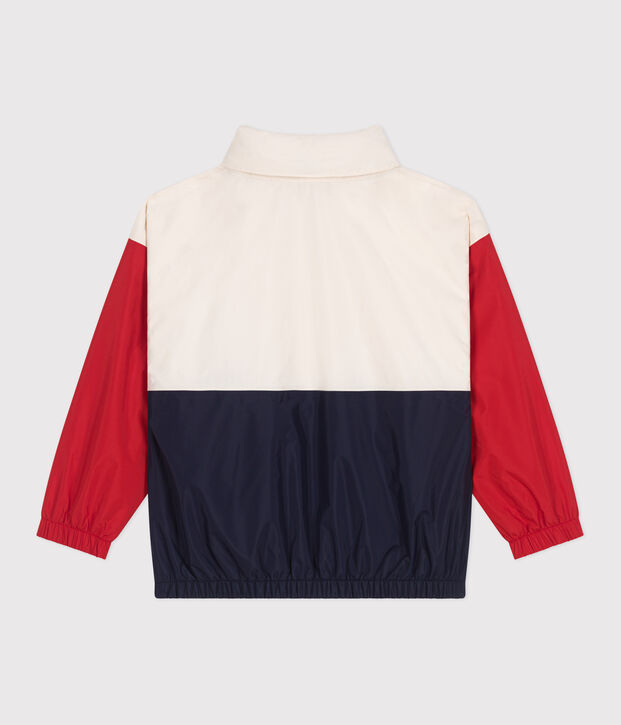 Giacca a vento bambino con cappuccio a scomparsa ecru/multicolore