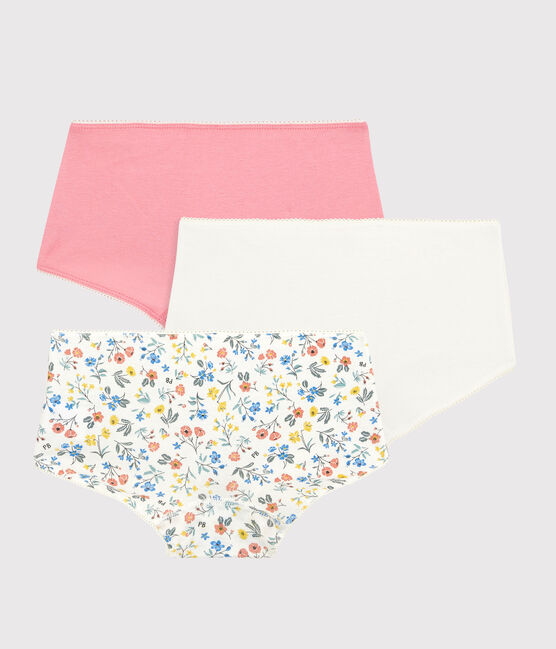 Confezione da 3 mutandine a fiori rétro bambina in cotone variante 1