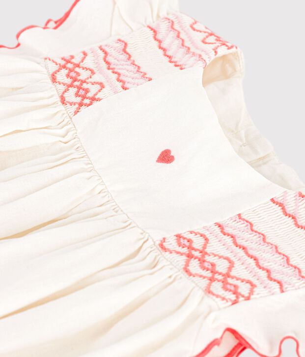 Abito a maniche corte in cotone bambina bianco