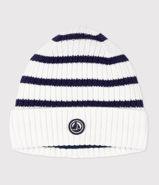 Cuffietta in maglia a righe foderata in pile bambino blu MARSHMALLOW/ SOIR