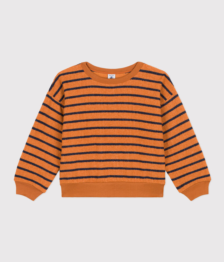 Felpa in spugna DD2:D116 bambino unisex marrone/blu