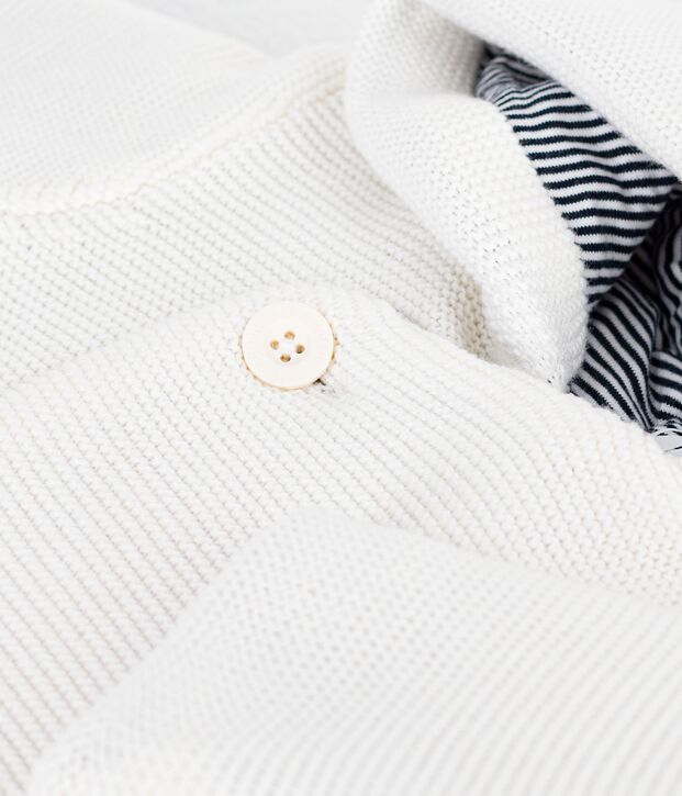 Giacca imbottita in maglia con fodera millerighe neonato bianco