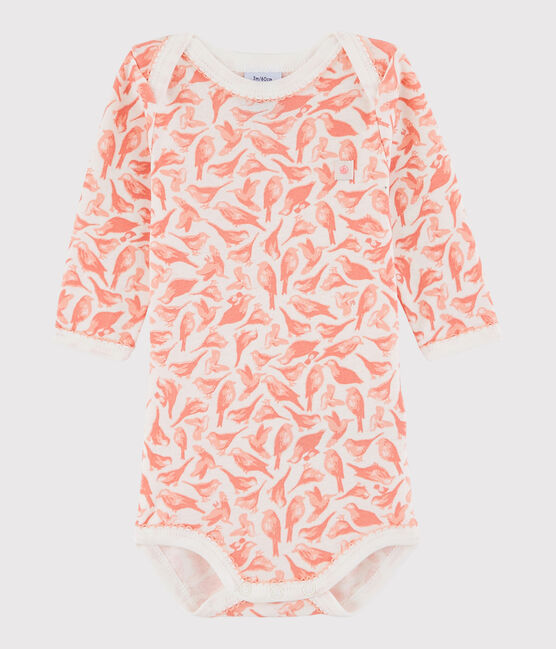Body manica lunga bebè femmina bianco MARSHMALLOW/rosa PATIENCE