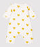 Tutina lunga cuori gialli bebè femmina in cotone biologico bianco MARSHMALLOW/giallo OCRE