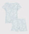 Pigiama corto fantasia hawaiana blu bambina in cotone PLEINAIR/ MARSHMALLOW