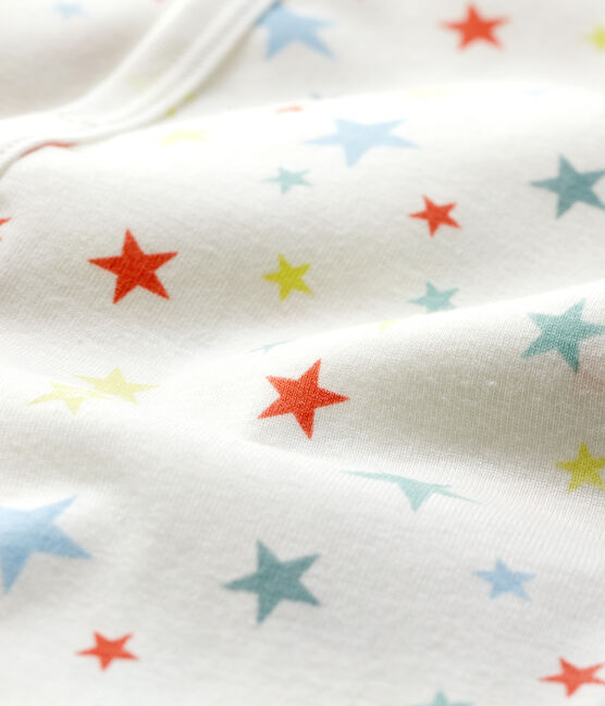 Tuta corta a stelle multicolore in cotone biologico bianco MARSHMALLOW/bianco MULTICO