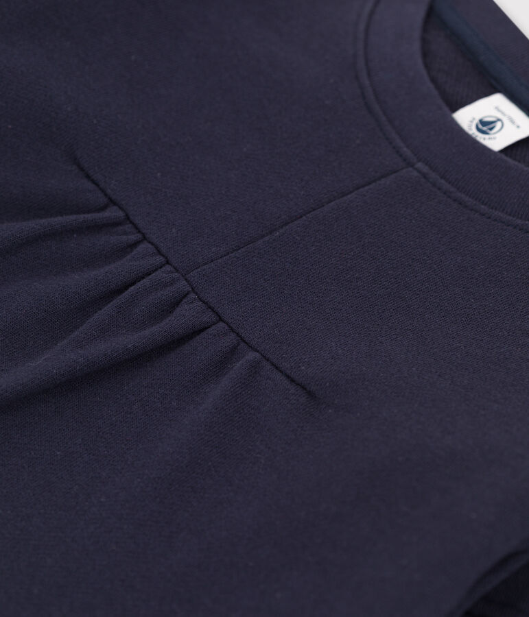 Abito bambina a maniche lunghe in molleton blu