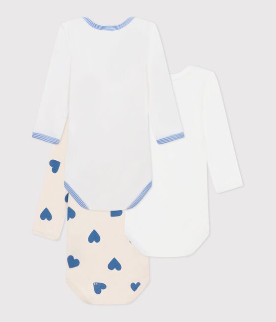 Set di 3 body a maniche lunghe in cotone a cuori blu neonato variante 1