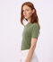 T-shirt a maniche corte in cotone tinta unita donna verde OLIVINE