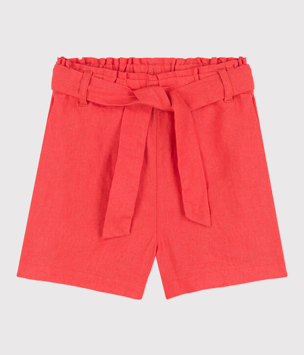 Short bambina in lino arancione