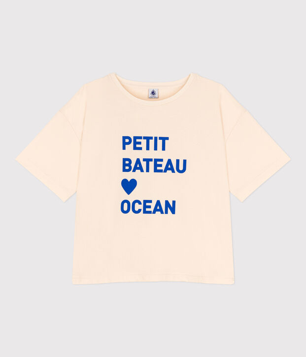 T-shirt LE BOXY larga in cotone donna ecru