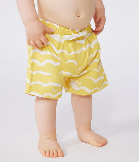 Shorts da bagno con stampa di squalo neonato giallo ORGE/bianco MARSHMALLOW