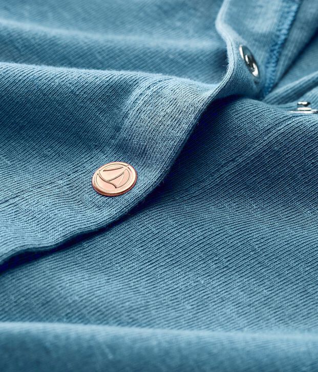 Cardigan bambina in cotone/lino blu