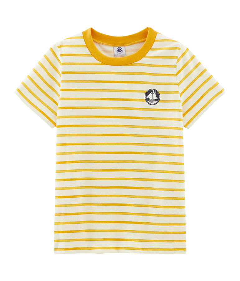 T-shirt bambino maniche corte bianco/giallo