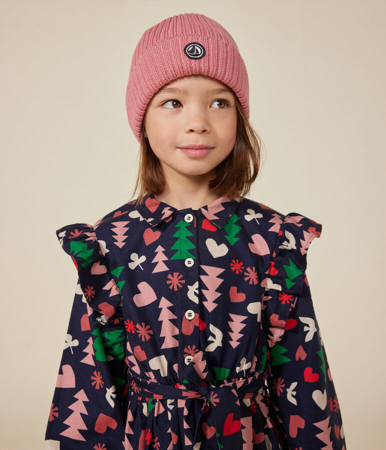 Abito a maniche lunghe in flanella bambina blu/multicolore