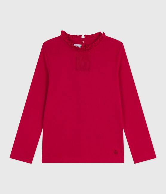 T-shirt a maniche lunghe in cotone tinta unita bambina rosso TERKUIT