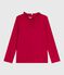 T-shirt a maniche lunghe in cotone tinta unita bambina rosso TERKUIT