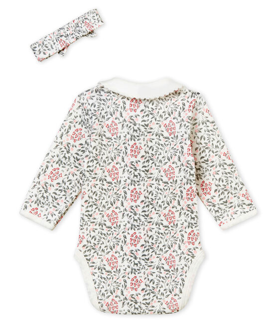 Body con colletto ML e fascia stampata per bebé femmina bianco MARSHMALLOW/bianco MULTICO