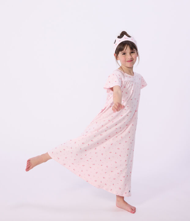 Camicia da notte travestimento con diadema bambina in cotone rosa/multicolore